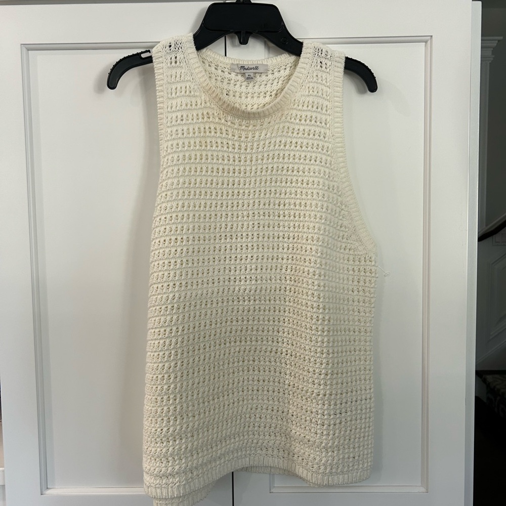 Madewell NEW Open stitchcrewneck cotton sweater tank - Picture 6 of 8